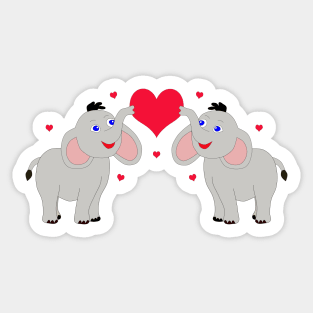 Cute elephants with hearts Sticker